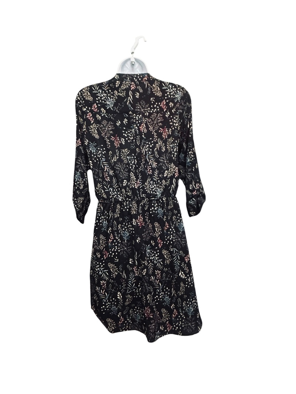 DEX Black Floral 1/4 Zip Mini Dress with Pockets Size S - Picture 4 of 6